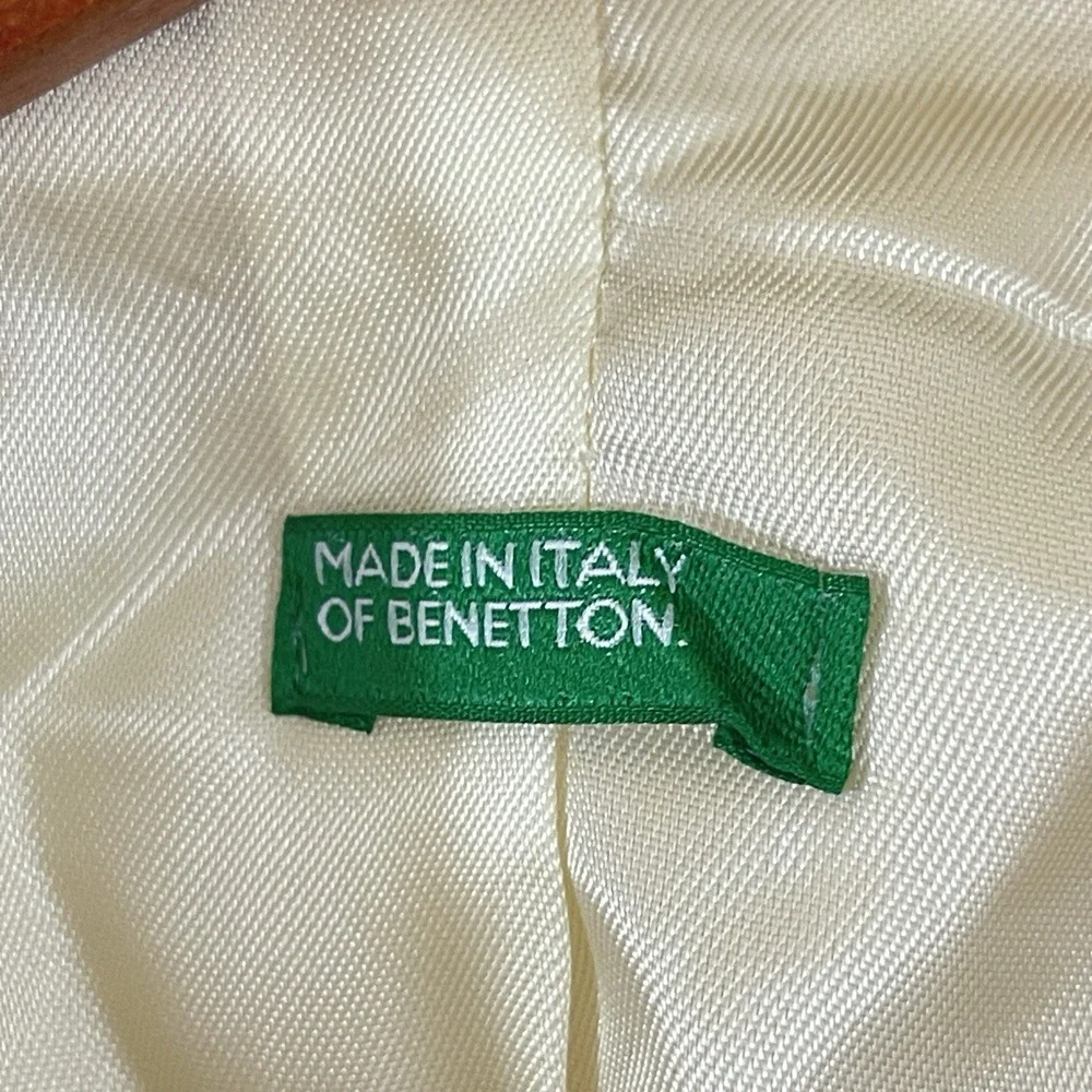 Made in Italy of Benetton Wool Blazer Sz 40 Buttercream‎ Boucle Old Money Preppy